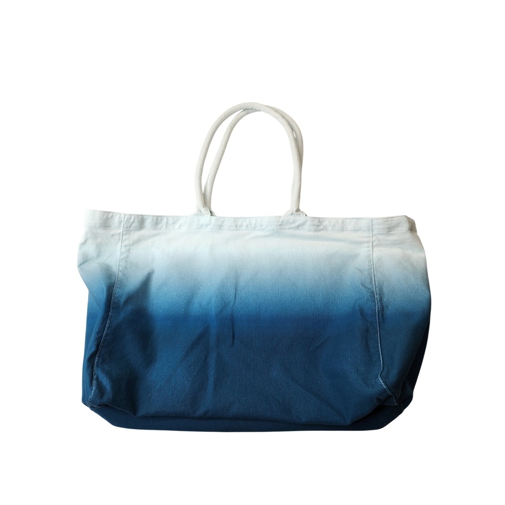 Athleta Tote Bag Blue Ombre Canvas Logo Beach‎ Yoga Athleisure Weekend Shopping - Picture 2 of 7
